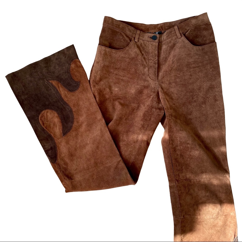 Vintage flame suede flare pants